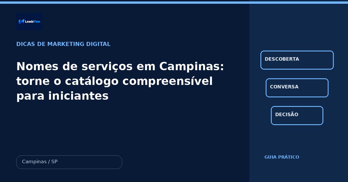 Nomes de serviços em Campinas: torne o catálogo compreensível para iniciantes